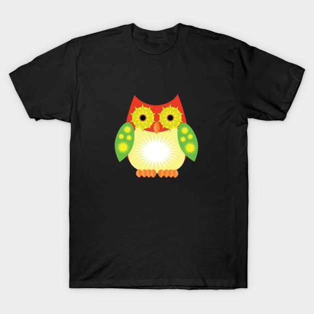 Star Owl - Red Yellow Green T-Shirt by adamzworld